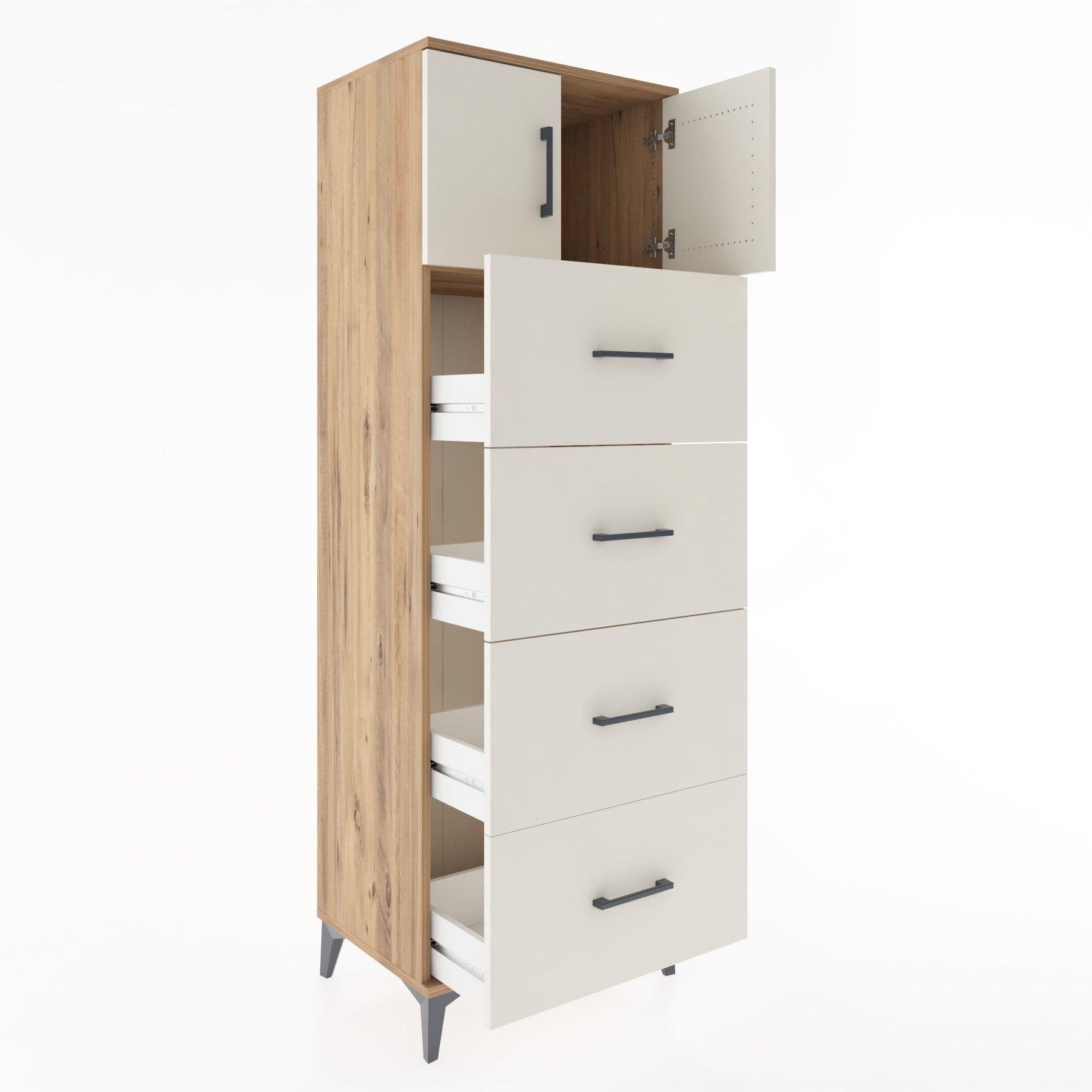 Woodntry Modular Cabinet Pine 60x44x170 cm with Doors and Drawers KC25-3