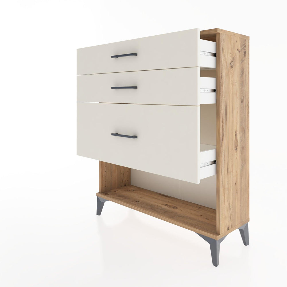 Woodntry Modüler Şifonyer Çam 88x30x94 cm Çekmeceli ve Raflı CR15-3