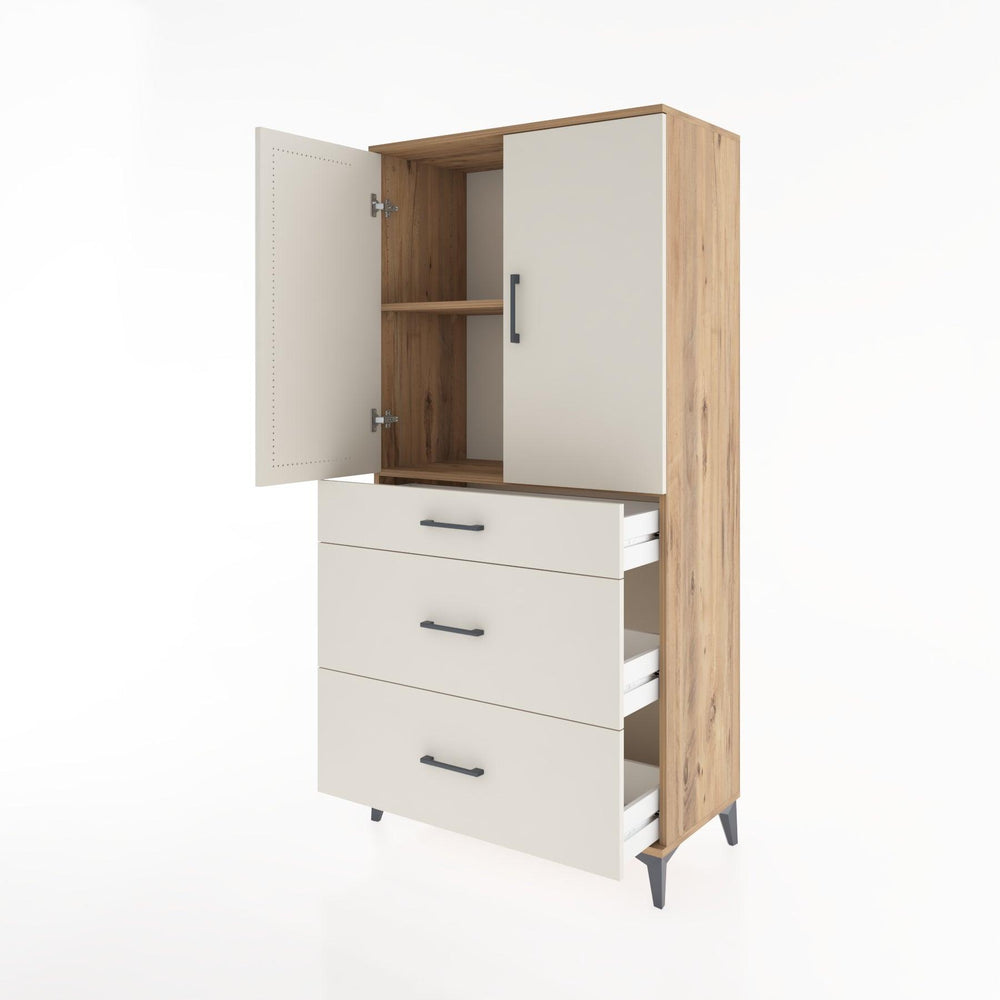 Woodntry Modular Cabinet Pine 88x44x170 cm with Doors and Drawers KC20-3