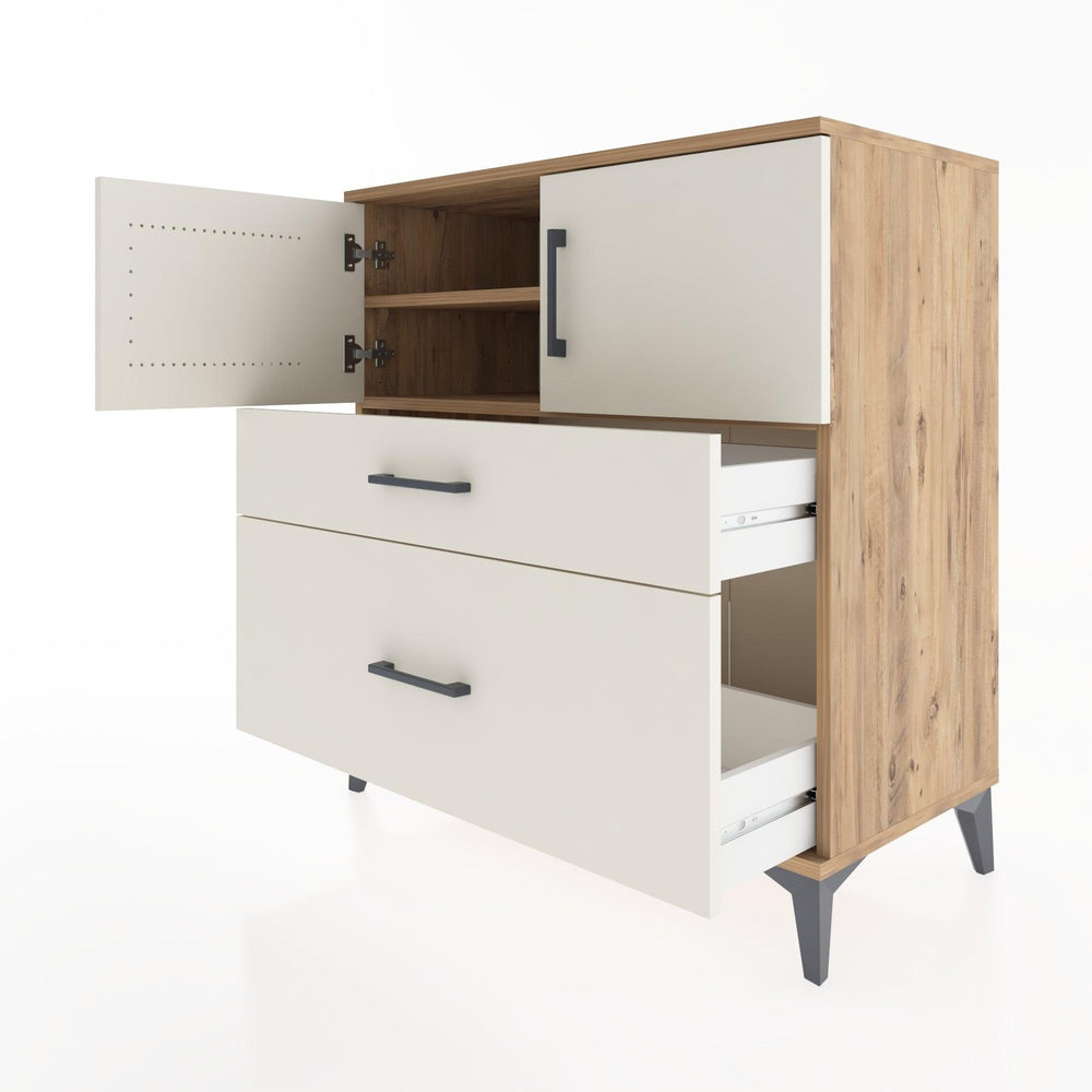 Woodntry Modüler Şifonyer Çam 88x44x84 cm Kapaklı ve Çekmeceli KC109-3