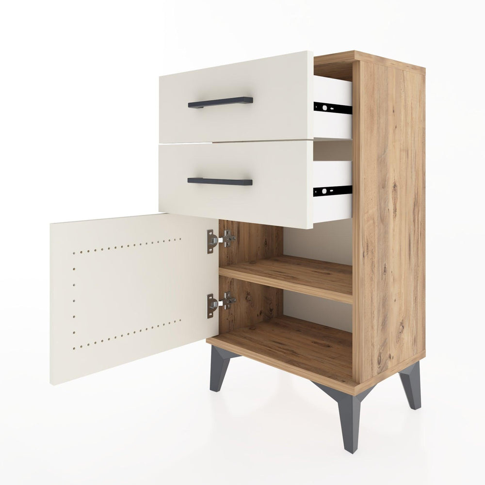 Woodntry Modüler Komodin İki Çekmece ve Kapaklı 44x30x68 cm Çam - Woodntry