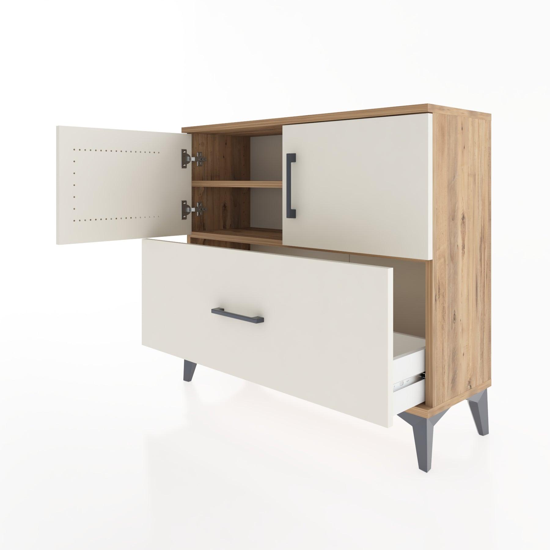 Woodntry Modüler Şifonyer Kapak ve Çekmeceli V2 88x30x68 cm Çam - Woodntry