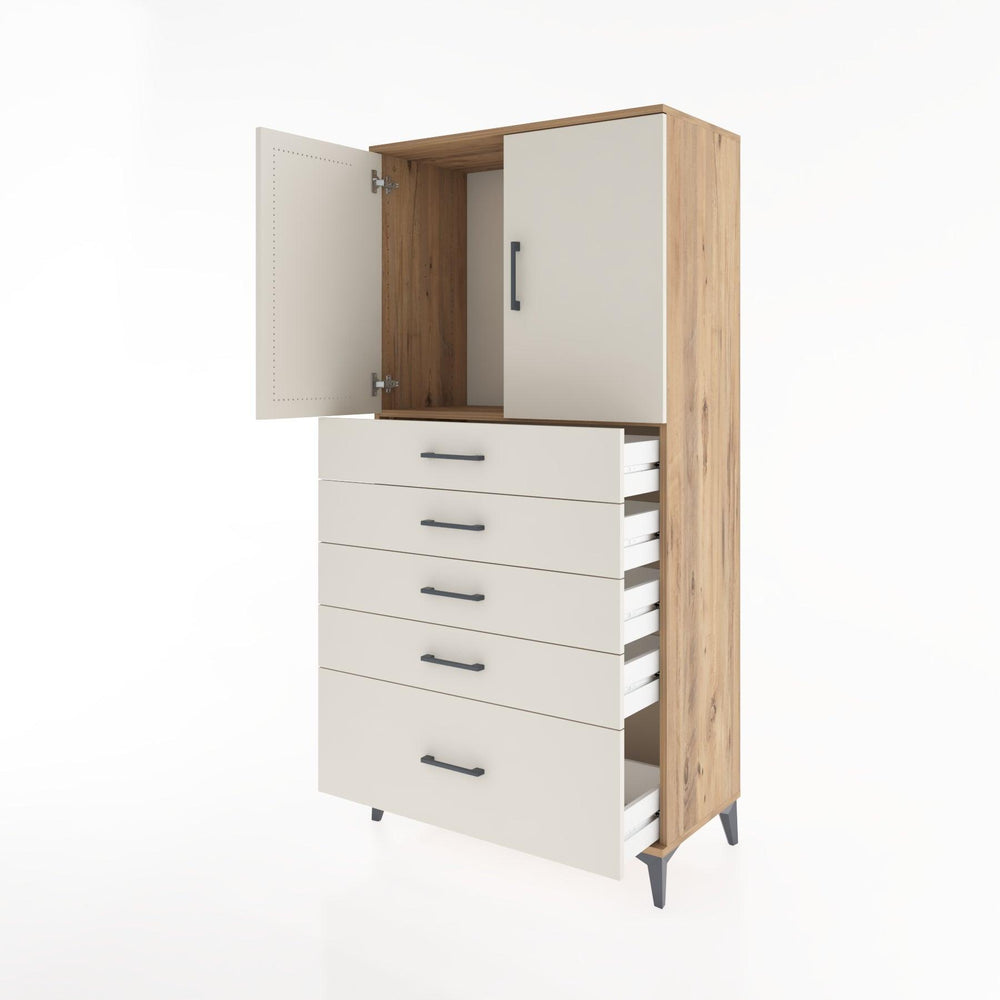 Woodntry Modular Cabinet Pine 88x44x170 cm with Doors and Drawers KC12-3
