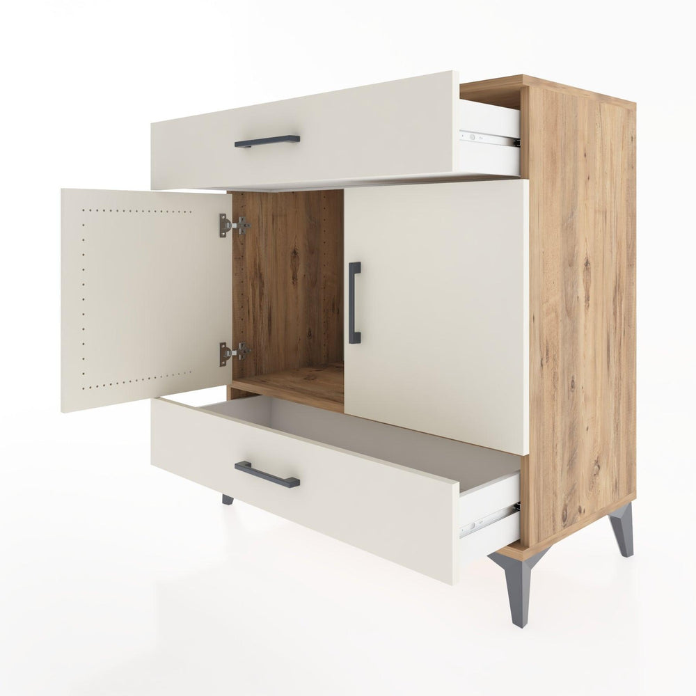 Woodntry Modüler Şifonyer Çam 88x44x84 cm Kapaklı ve Çekmeceli KC60-3