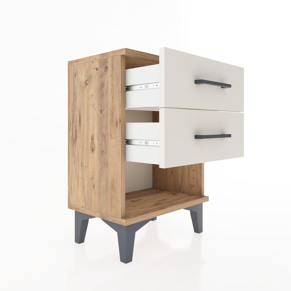 Woodntry Modüler Komodin İki Çekmece ve Raf 44x30x52 cm Çam - Woodntry