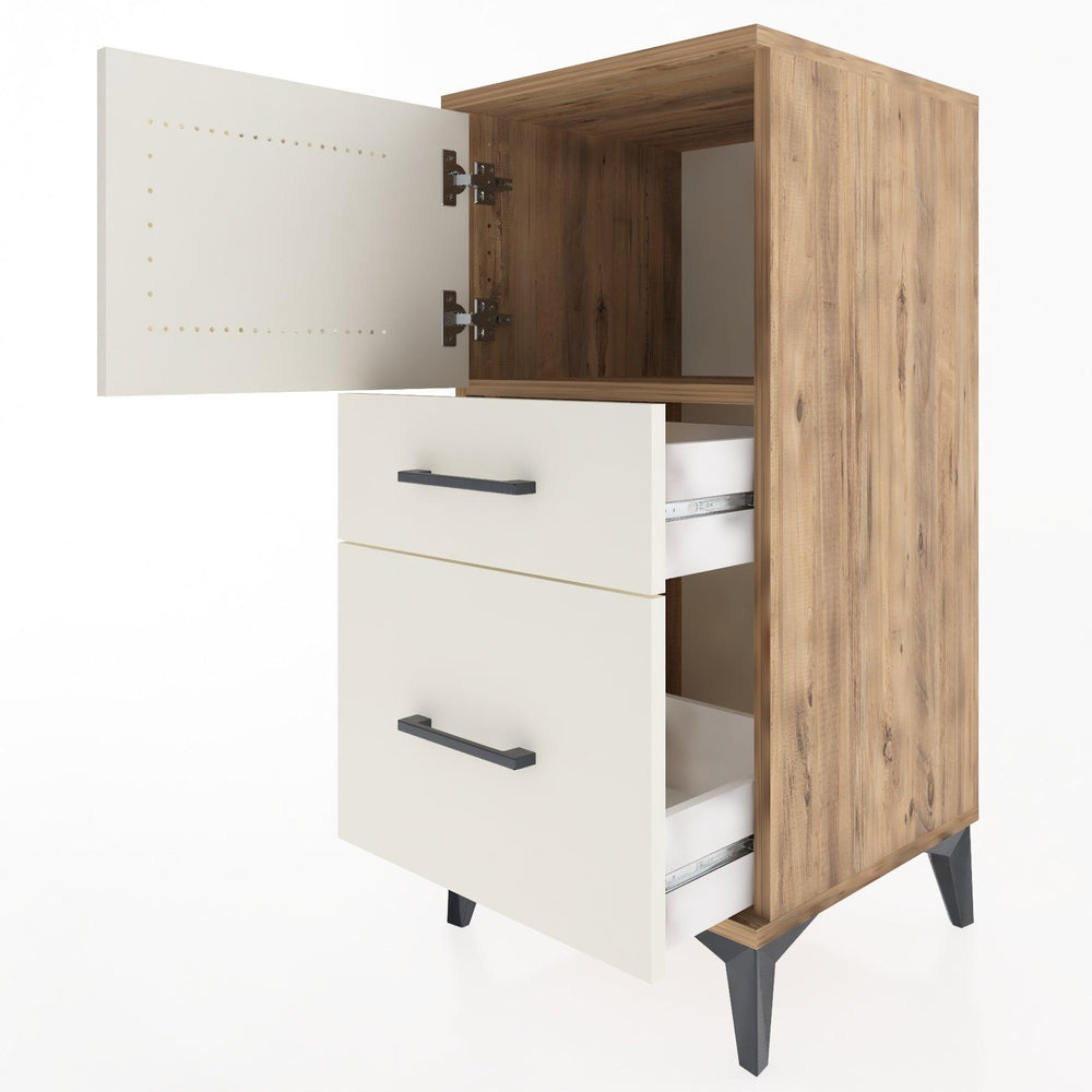 Woodntry Modular Nightstand Pine 44x44x84 cm with Cover and Drawer KC45-3