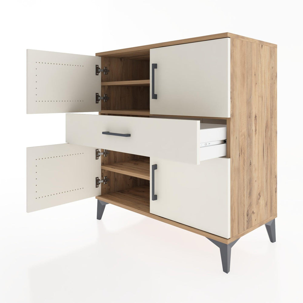 Woodntry Modüler Şifonyer Çam 88x44x84 cm Kapaklı ve Çekmeceli KC101-3