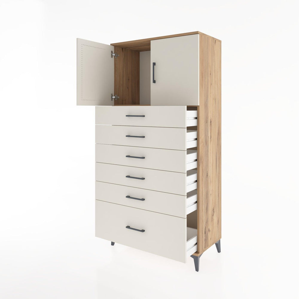 Woodntry Modular Cabinet Pine 88x44x170 cm with Doors and Drawers KC11-3