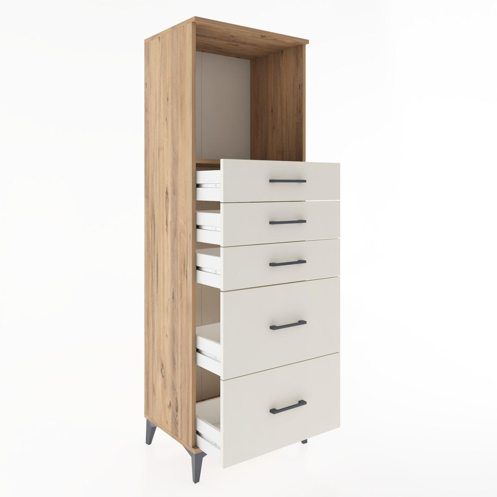 Woodntry Modüler Dolap Çam 60x44x170 cm Çekmeceli ve Raflı CR45-3