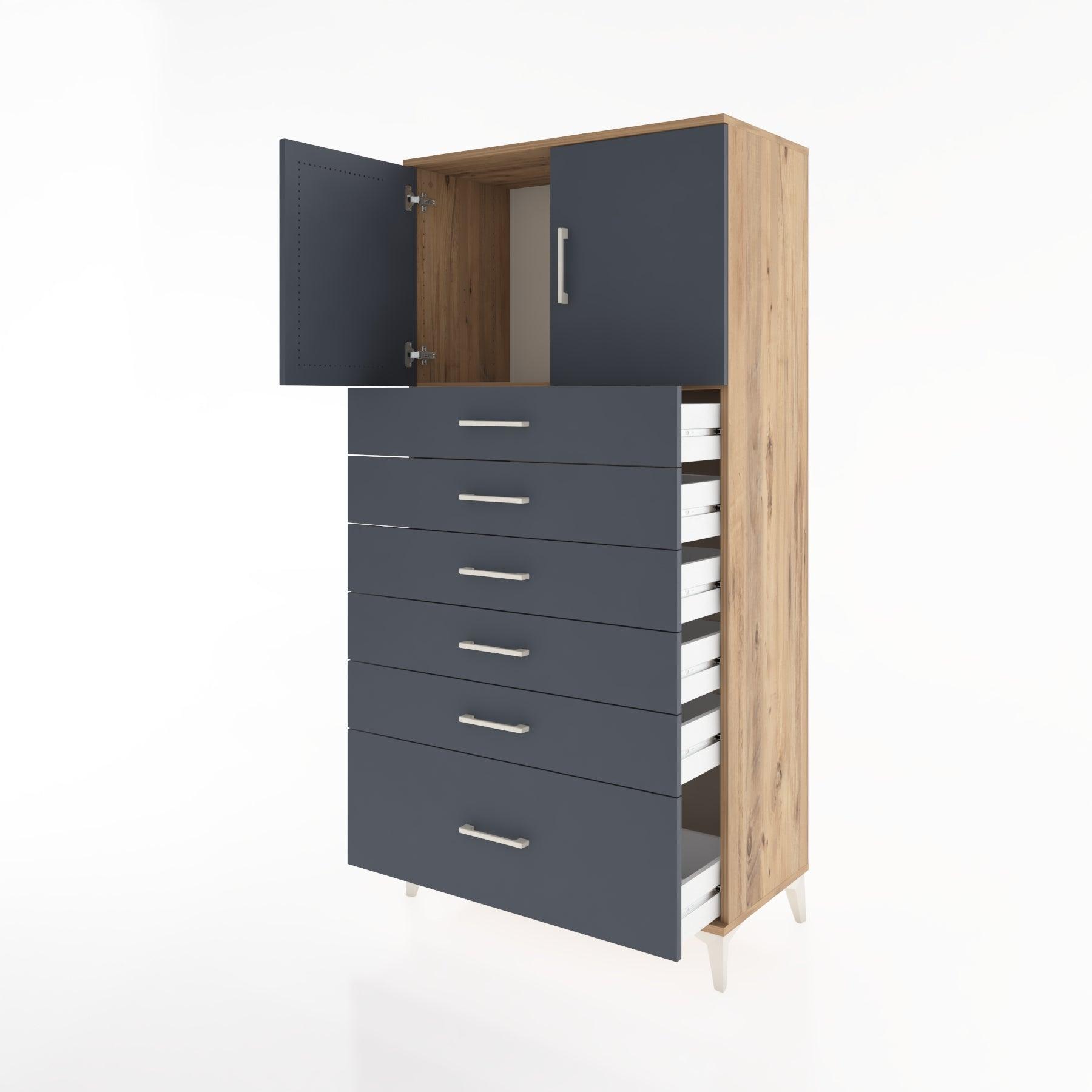 Woodntry Modular Cabinet Pine 88x44x170 cm with Doors and Drawers KC11-3
