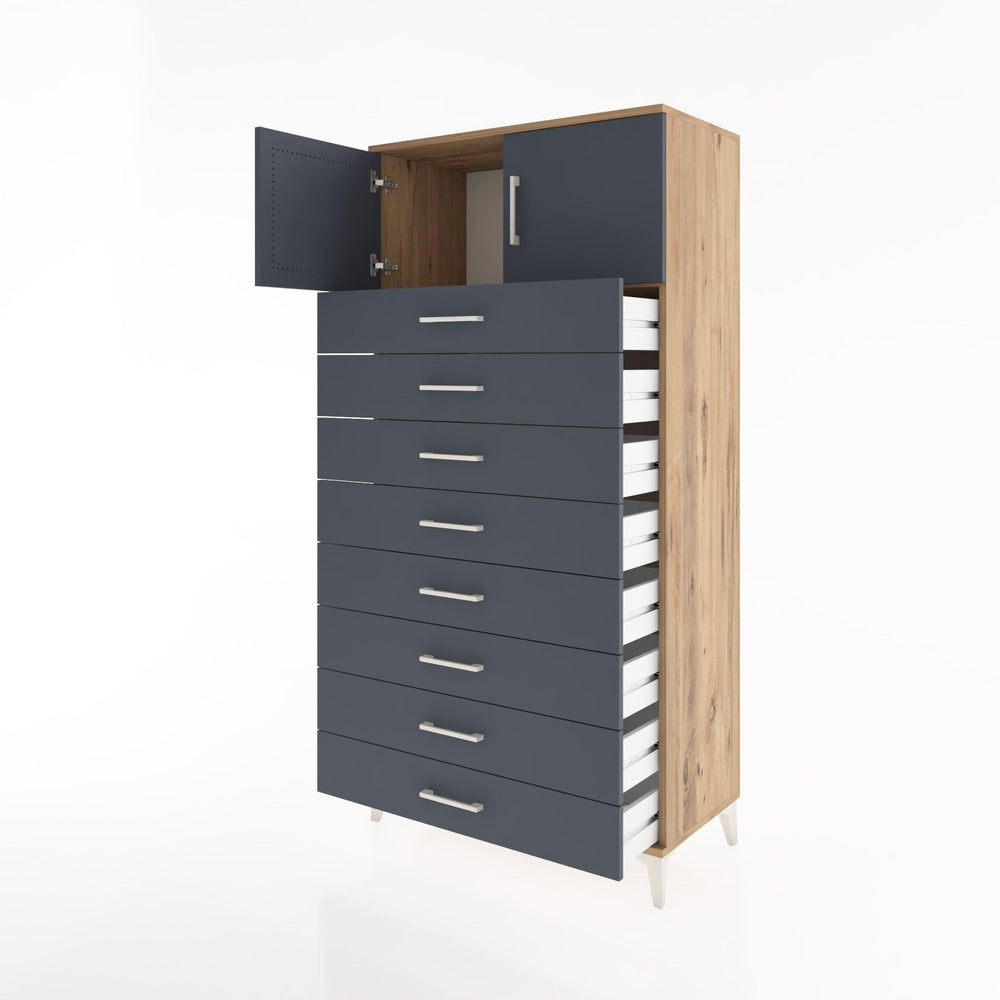 Woodntry Modüler Dolap Çam 88x44x170 cm Kapaklı ve Çekmeceli KC1-3