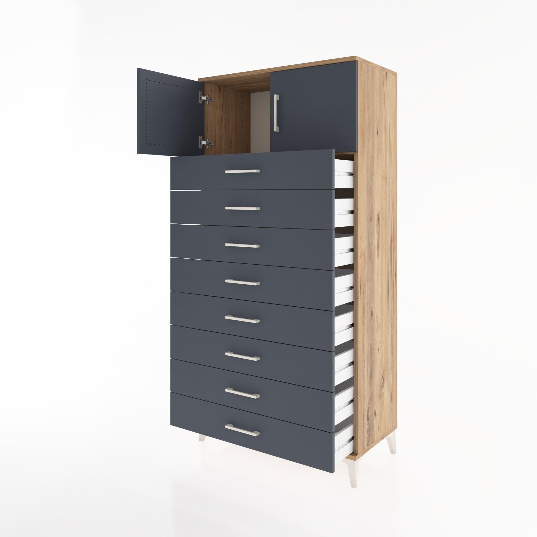 Woodntry Modular Cabinet Pine 88x44x170 cm with Doors and Drawers KC1-3