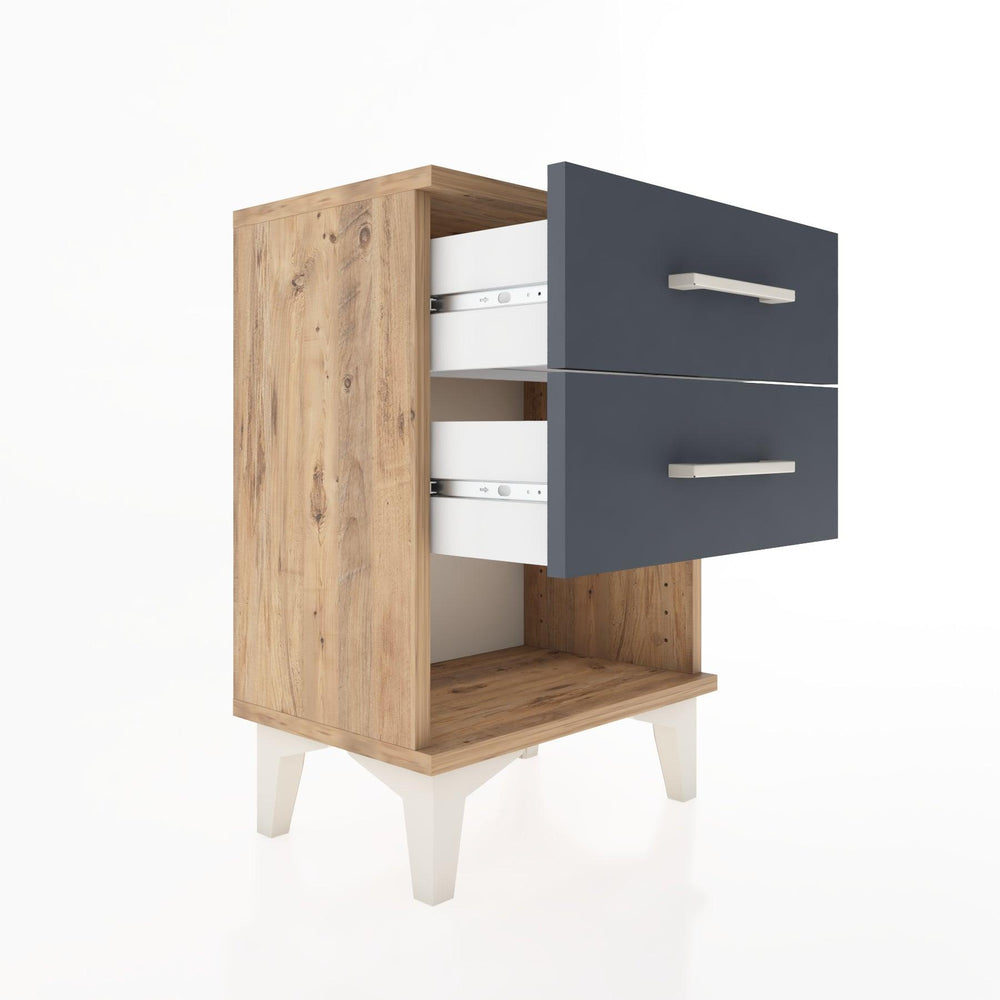 Woodntry Modüler Komodin İki Çekmece ve Raf 44x30x52 cm Çam - Woodntry