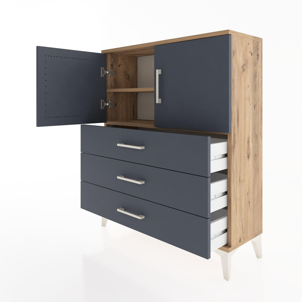 Woodntry Modüler Şifonyer Çam 88x30x94 cm Kapaklı ve Çekmeceli KC7-3