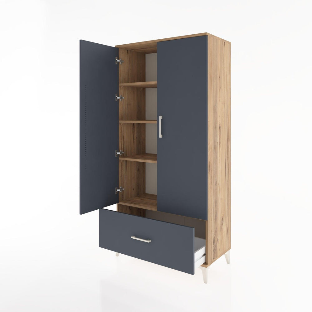 Woodntry Modüler Dolap Çam 88x44x170 cm Kapaklı ve Çekmeceli KC16-3