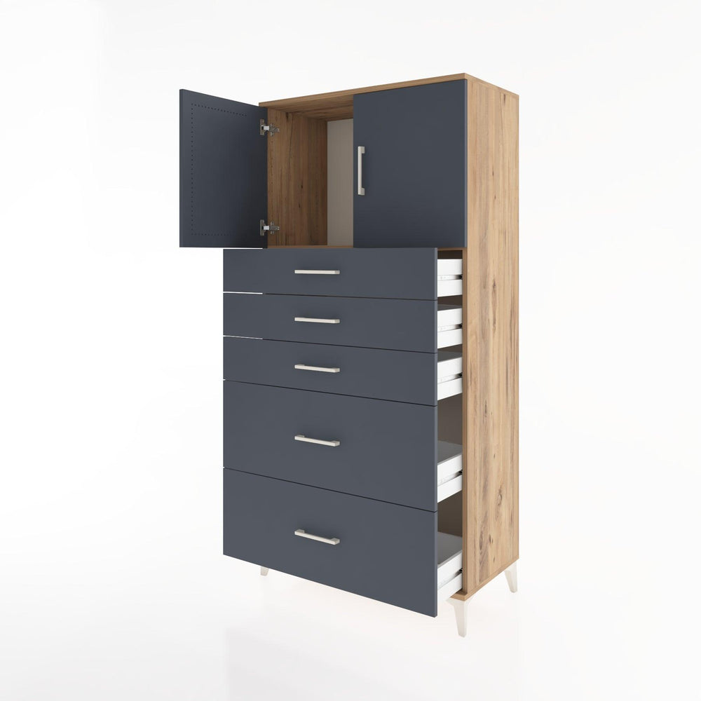 Woodntry Modular Cabinet Pine 88x44x170 cm with Doors and Drawers KC18-3