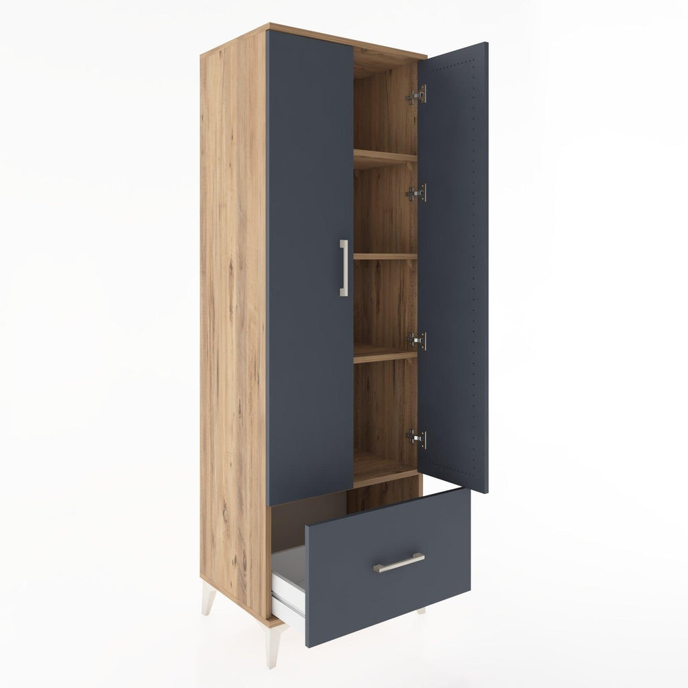 Woodntry Modüler Dolap Çam 60x44x170 cm Kapaklı ve Çekmeceli KC16-3