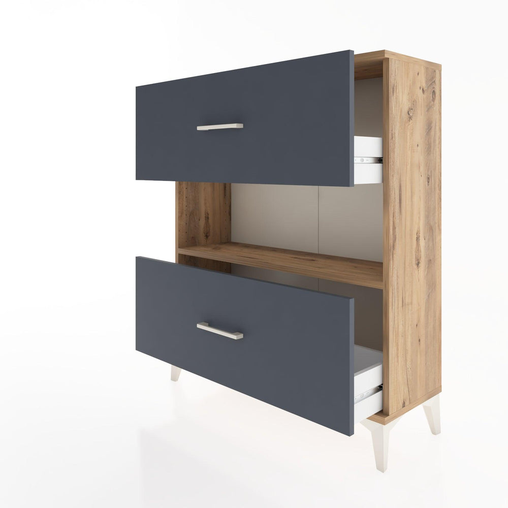 Woodntry Modüler Şifonyer Çam 88x30x94 cm Çekmeceli ve Raflı CR17-3