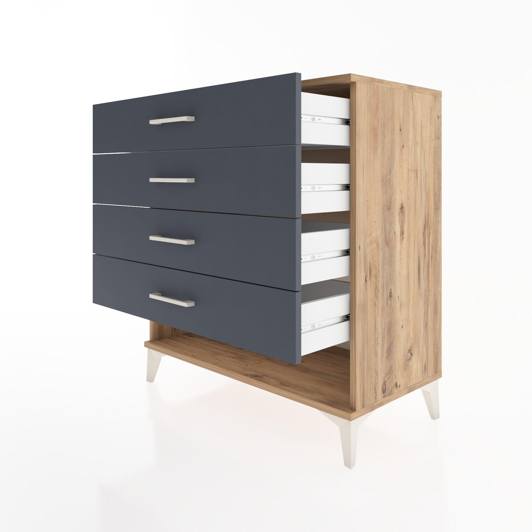 Woodntry Modüler Şifonyer Çam 88x44x84 cm Çekmeceli ve Raflı CR10-3