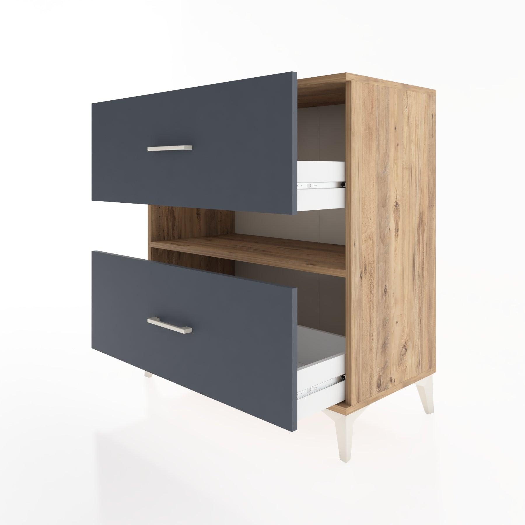 Woodntry Modüler Şifonyer Çam 88x44x84 cm Çekmeceli ve Raflı CR2-3