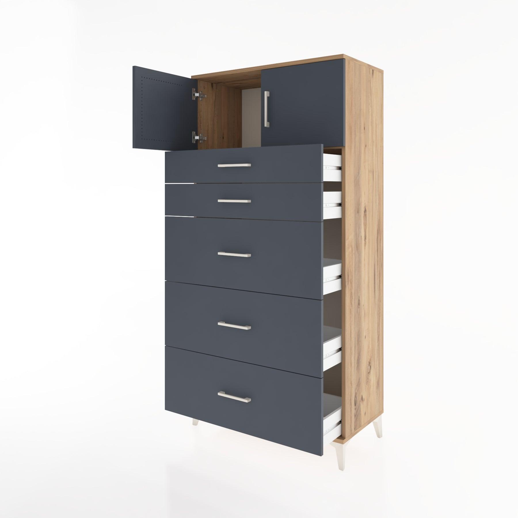 Woodntry Modular Cabinet Pine 88x44x170 cm with Doors and Drawers KC22-3