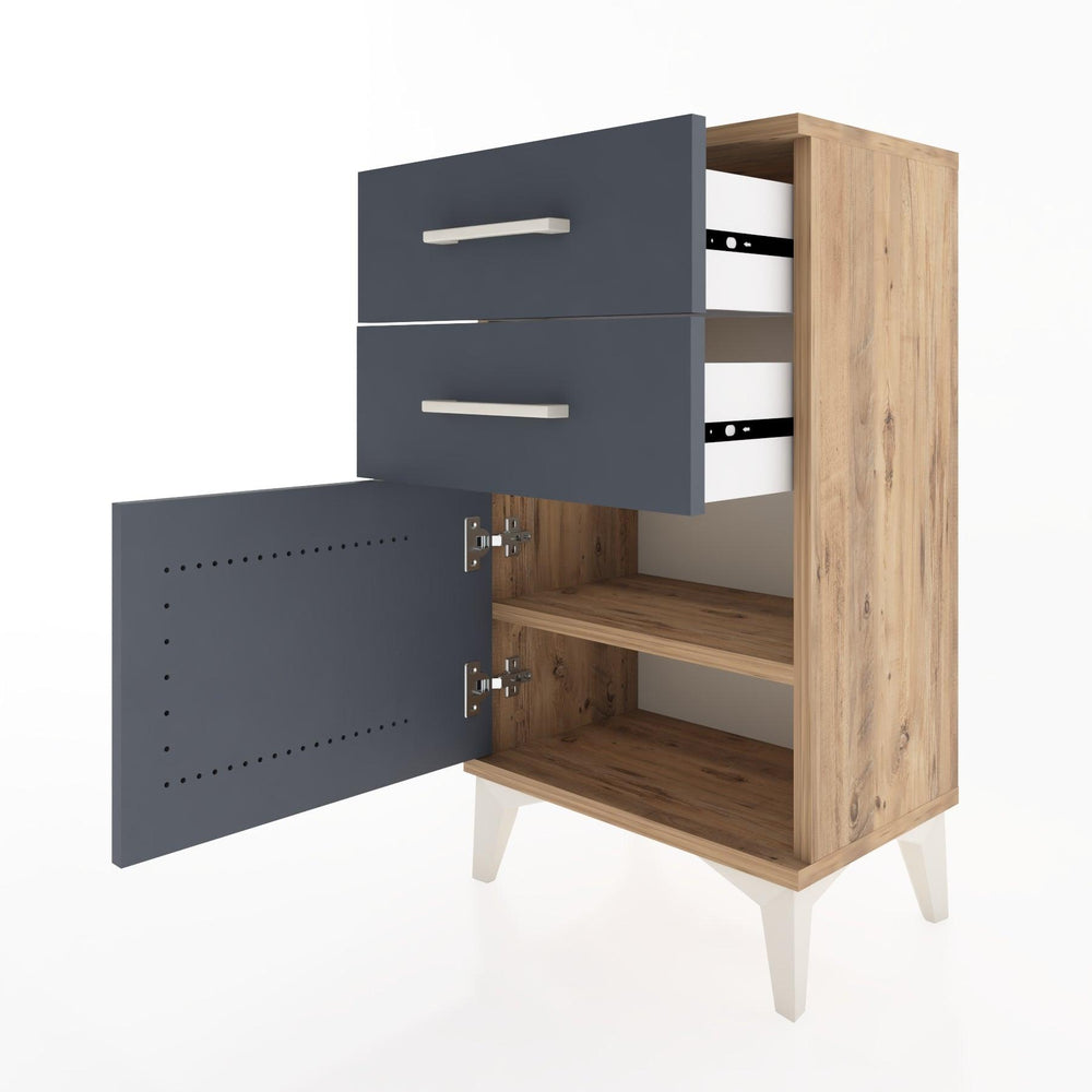 Woodntry Modüler Komodin İki Çekmece ve Kapaklı 44x30x68 cm Çam - Woodntry
