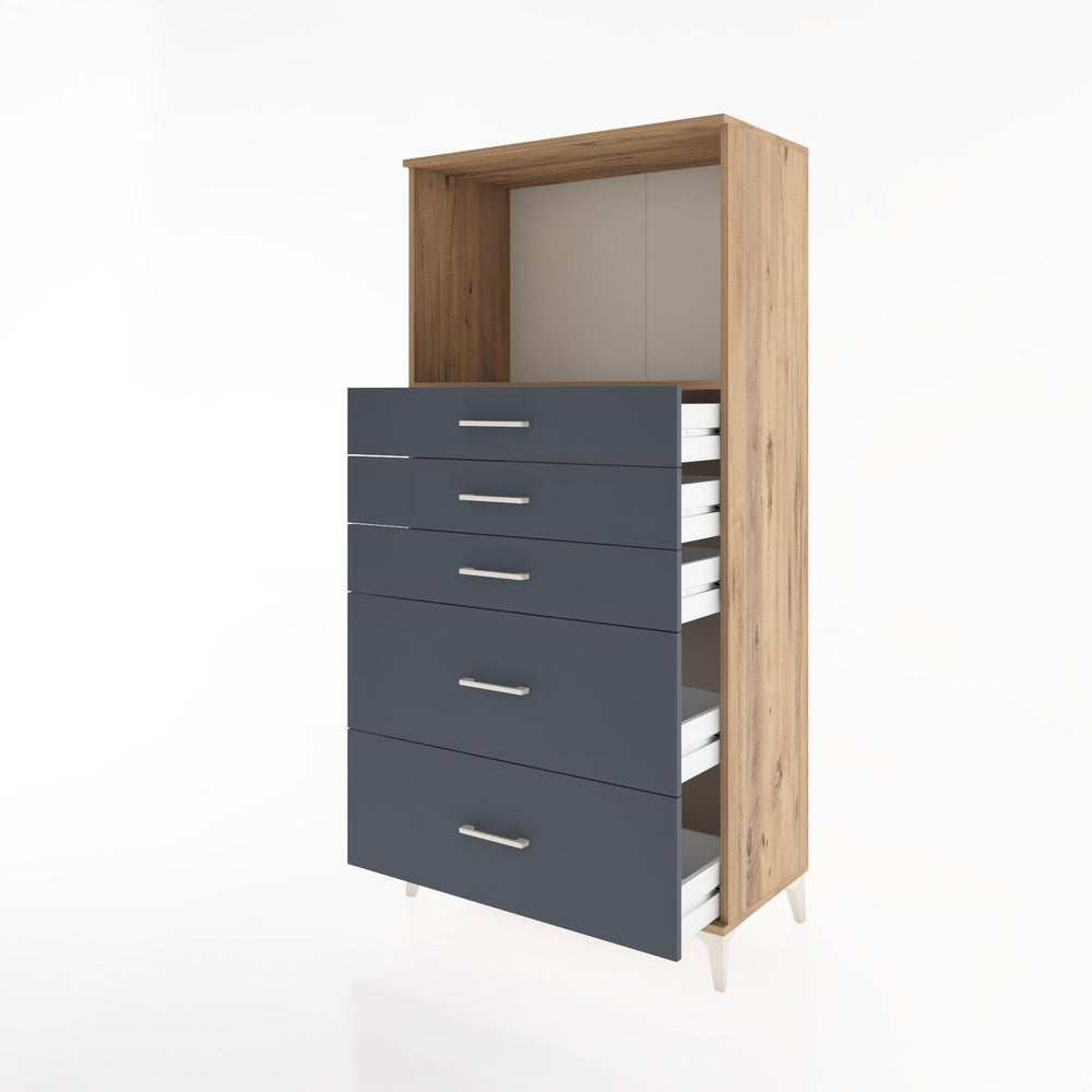 Woodntry Modüler Dolap Çam 88x44x170 cm Çekmeceli ve Raflı CR46-3