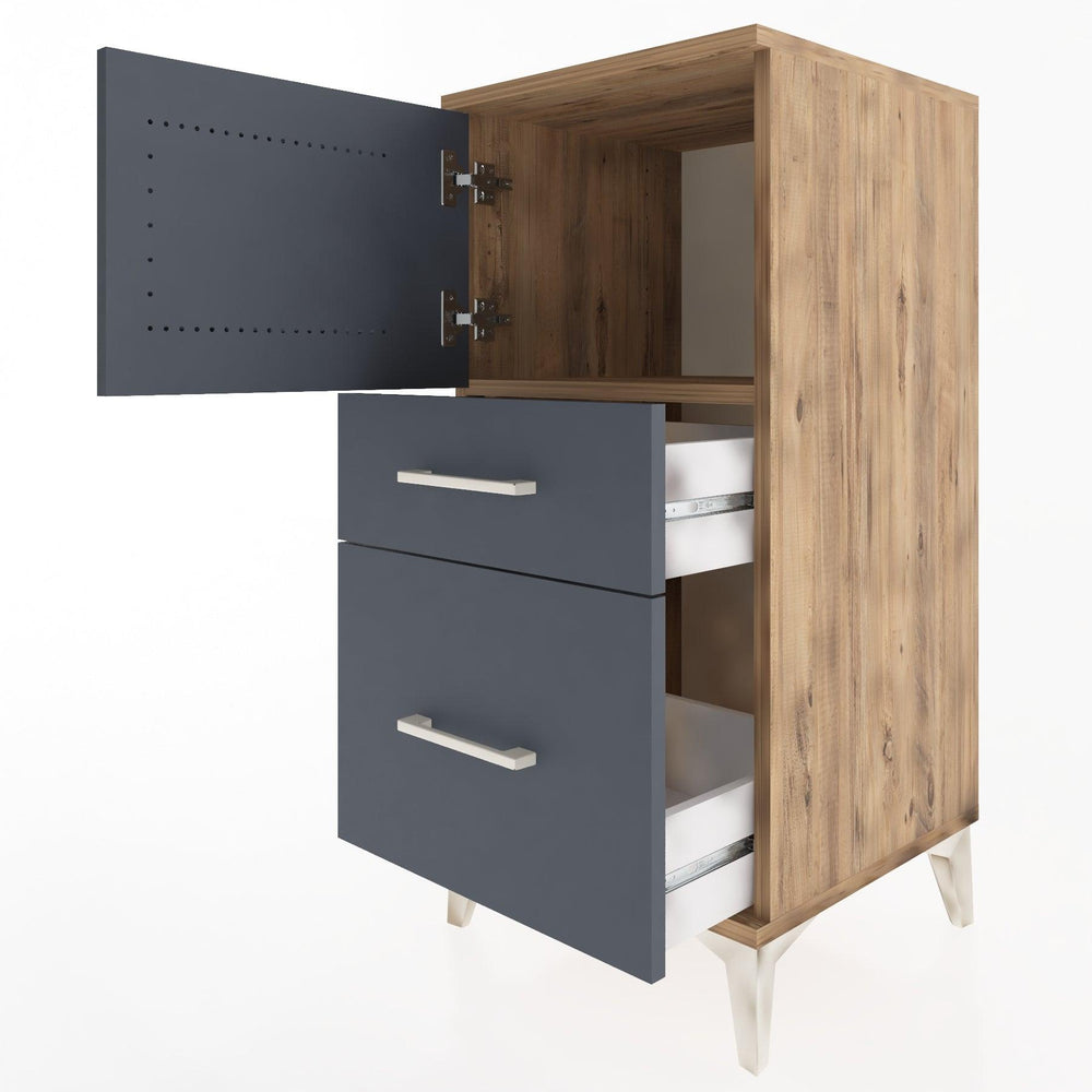 Woodntry Modular Nightstand Pine 44x44x84 cm with Cover and Drawer KC45-3