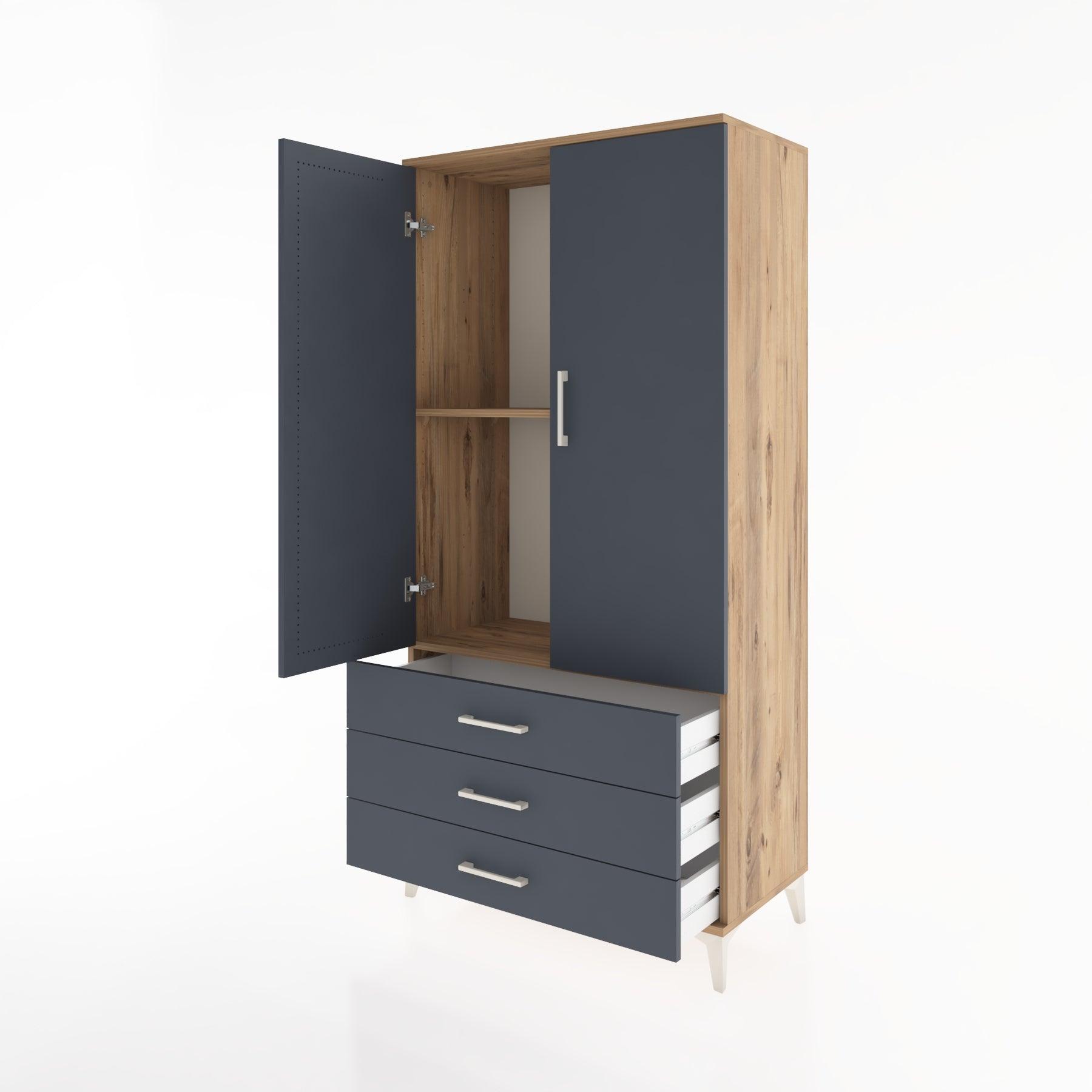 Woodntry Modular Cabinet Pine 88x44x170 cm with Doors and Drawers KC6-3