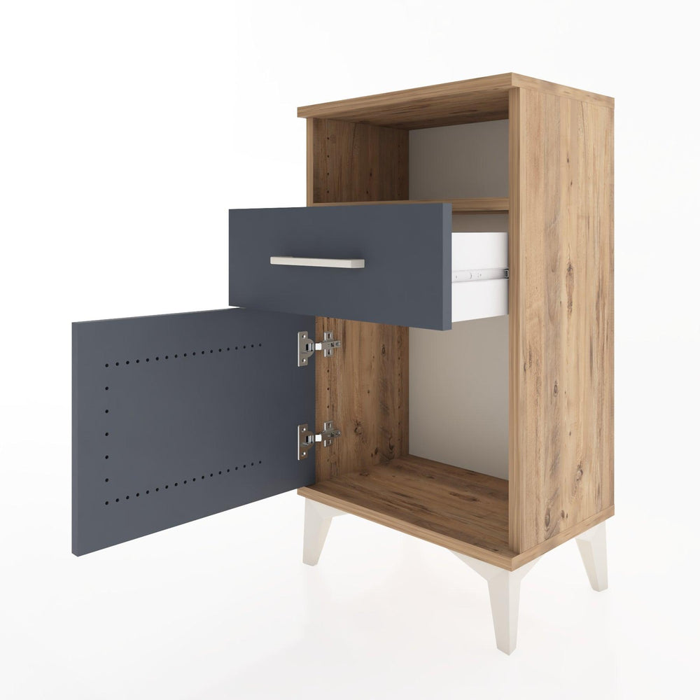 Woodntry Modüler Komodin Raf Çekmece Kapaklı 44x30x68 cm Çam - Woodntry