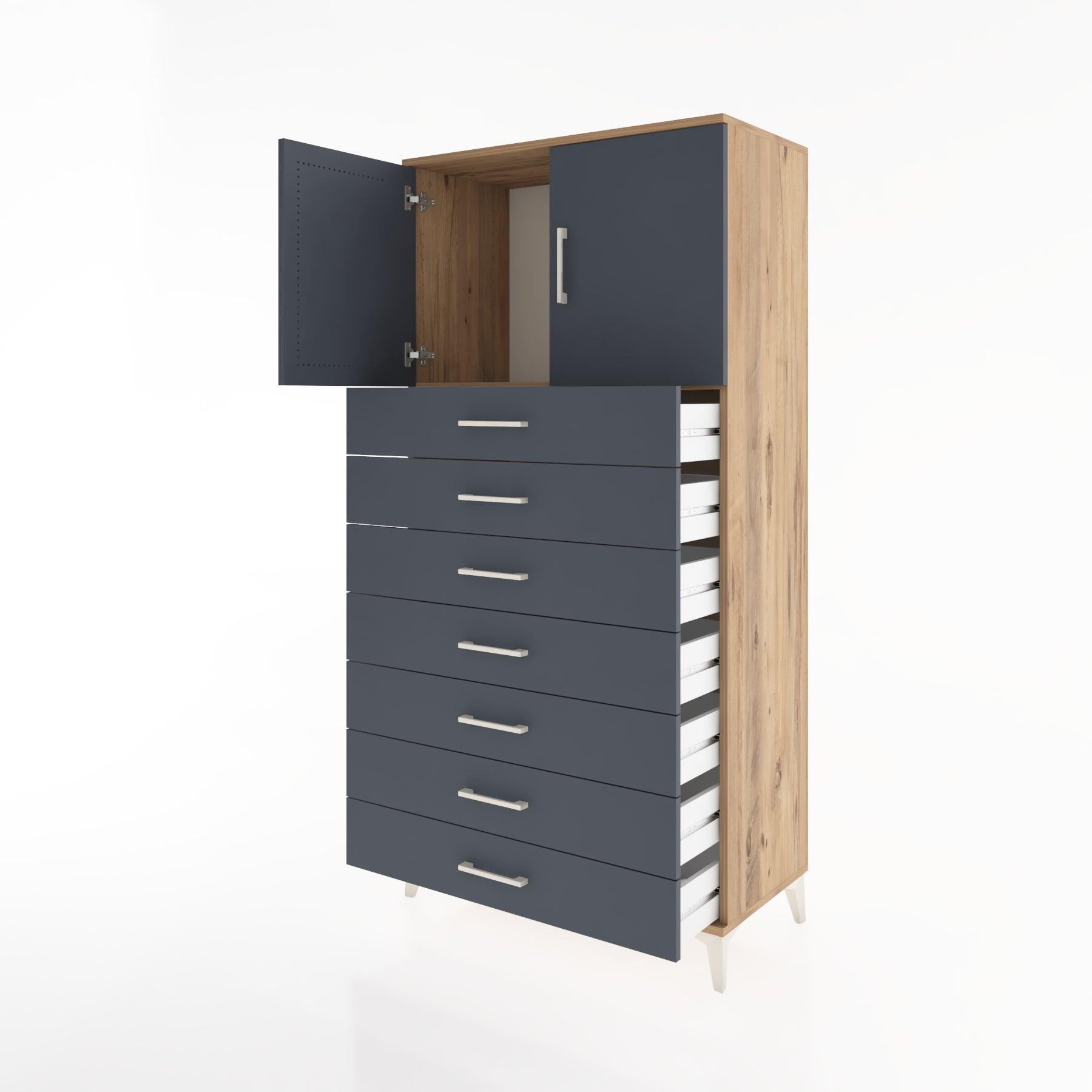 Woodntry Modular Cabinet Pine 88x44x170 cm with Doors and Drawers KC2-3