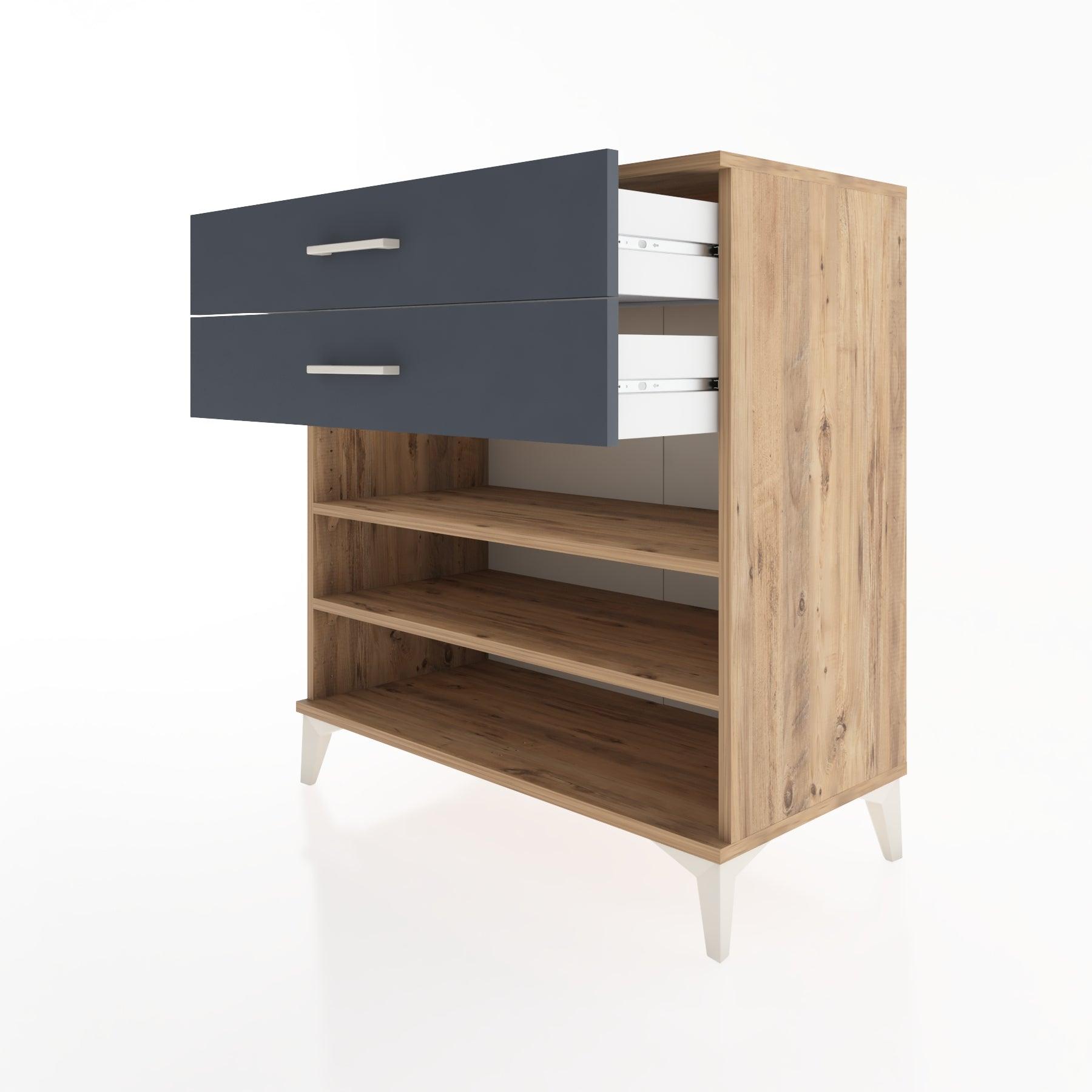 Woodntry Modüler Şifonyer Çam 88x44x84 cm Çekmeceli ve Raflı CR13-3