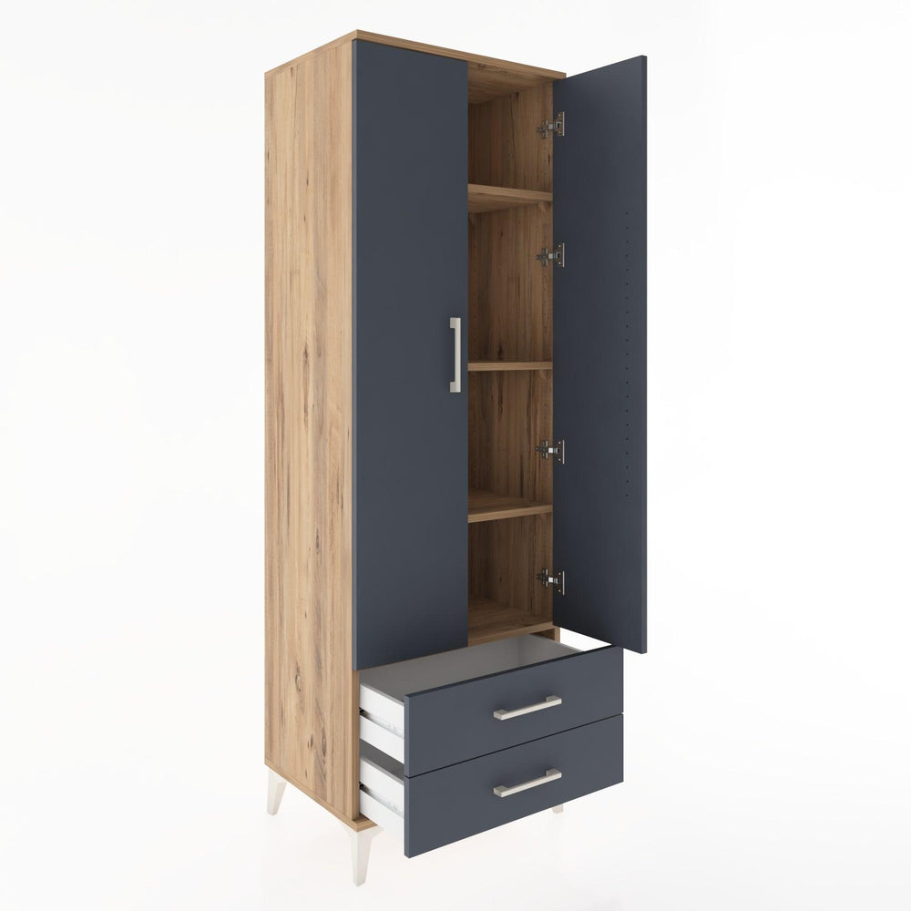 Woodntry Modüler Dolap Çam 60x44x170 cm Kapaklı ve Çekmeceli KC7-3