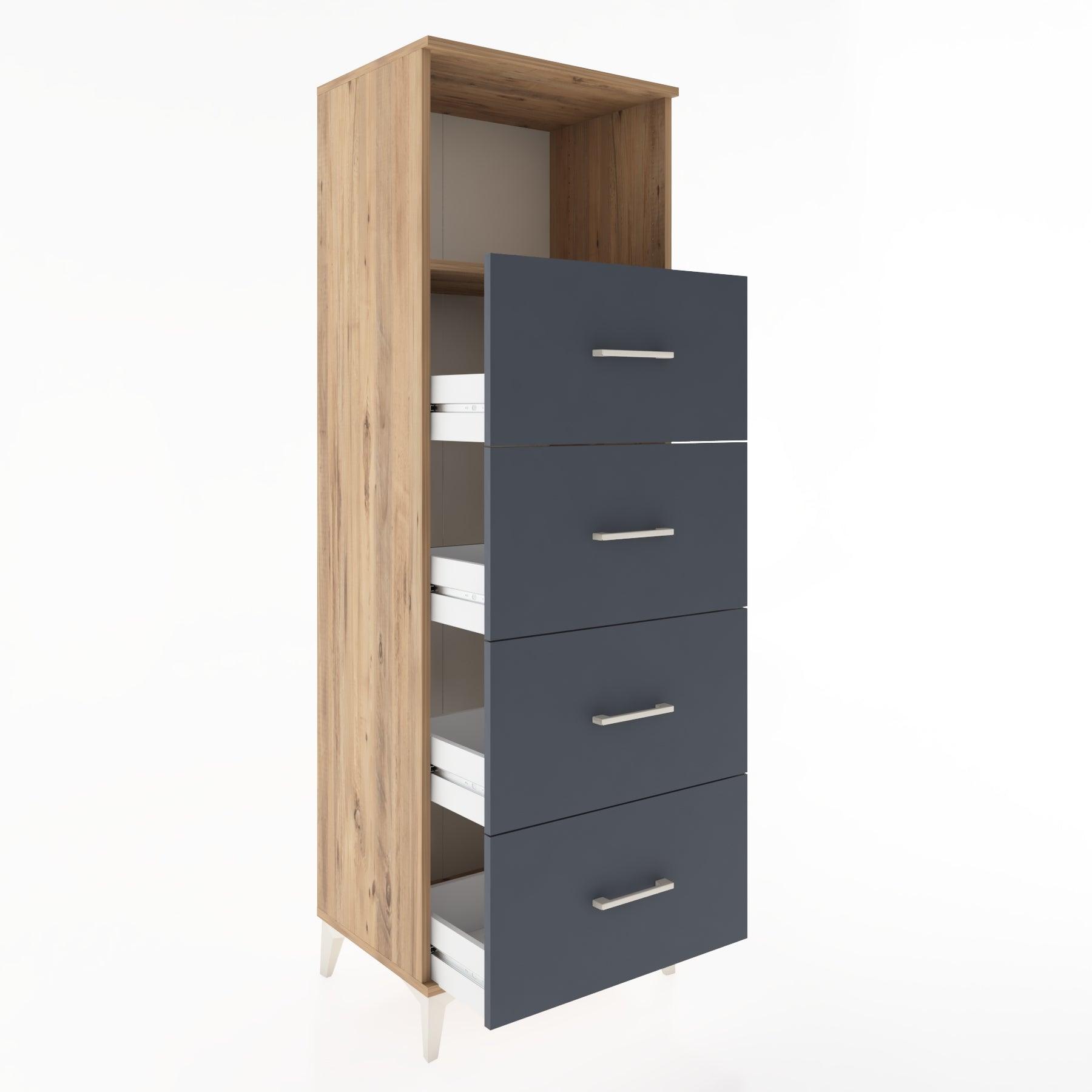 Woodntry Modüler Dolap Çam 60x44x170 cm Çekmeceli ve Raflı CR52-3