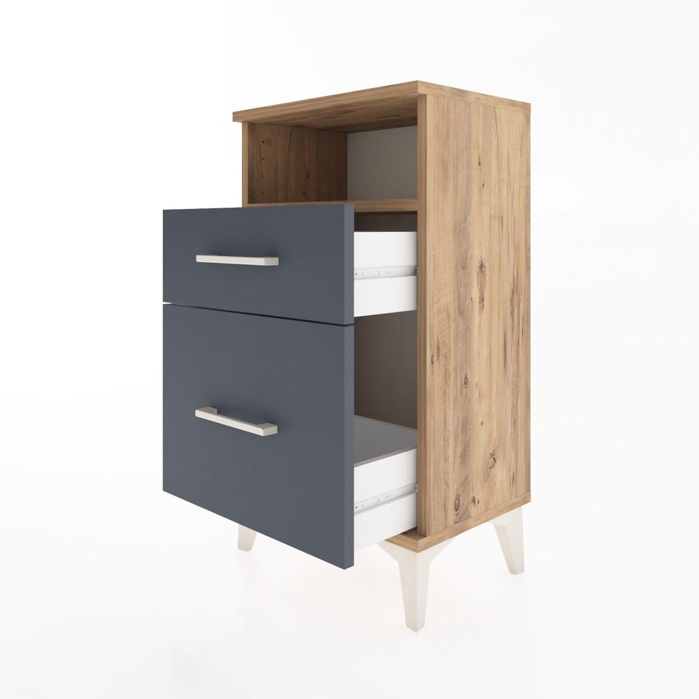 Woodntry Modüler Komodin 2 Çekmece ve Raflı V3 44x30x68 cm Çam - Woodntry
