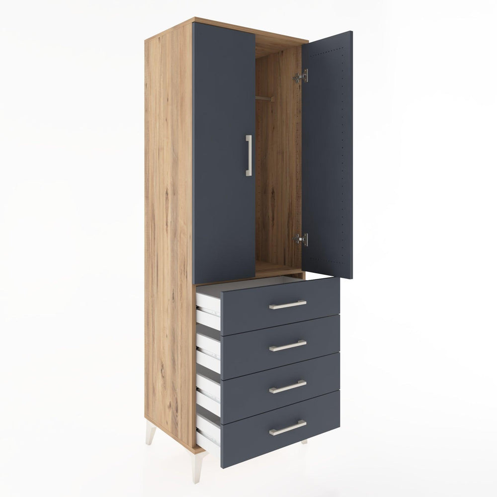 Woodntry Modüler Dolap Çam 60x44x170 cm Kapaklı ve Çekmeceli KC27-3