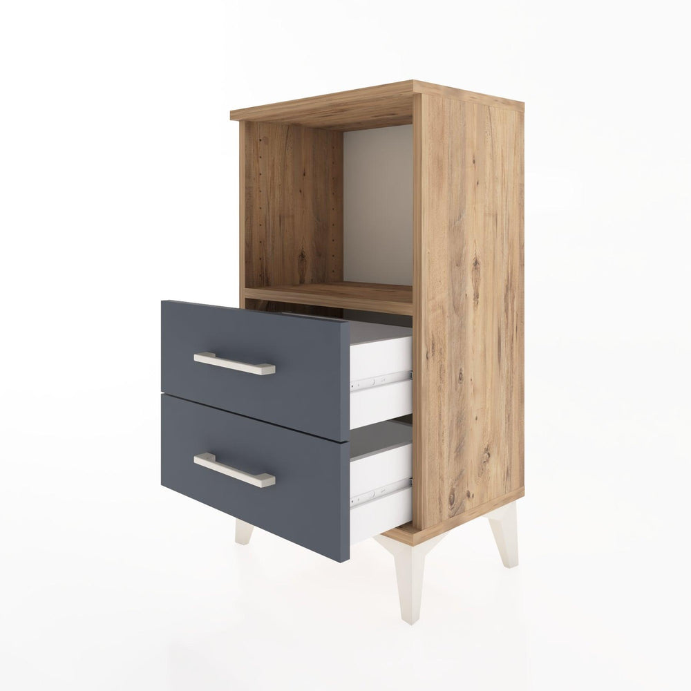 Woodntry Modüler Komodin 2 Çekmece ve Raflı V2 44x30x68 cm Çam - Woodntry
