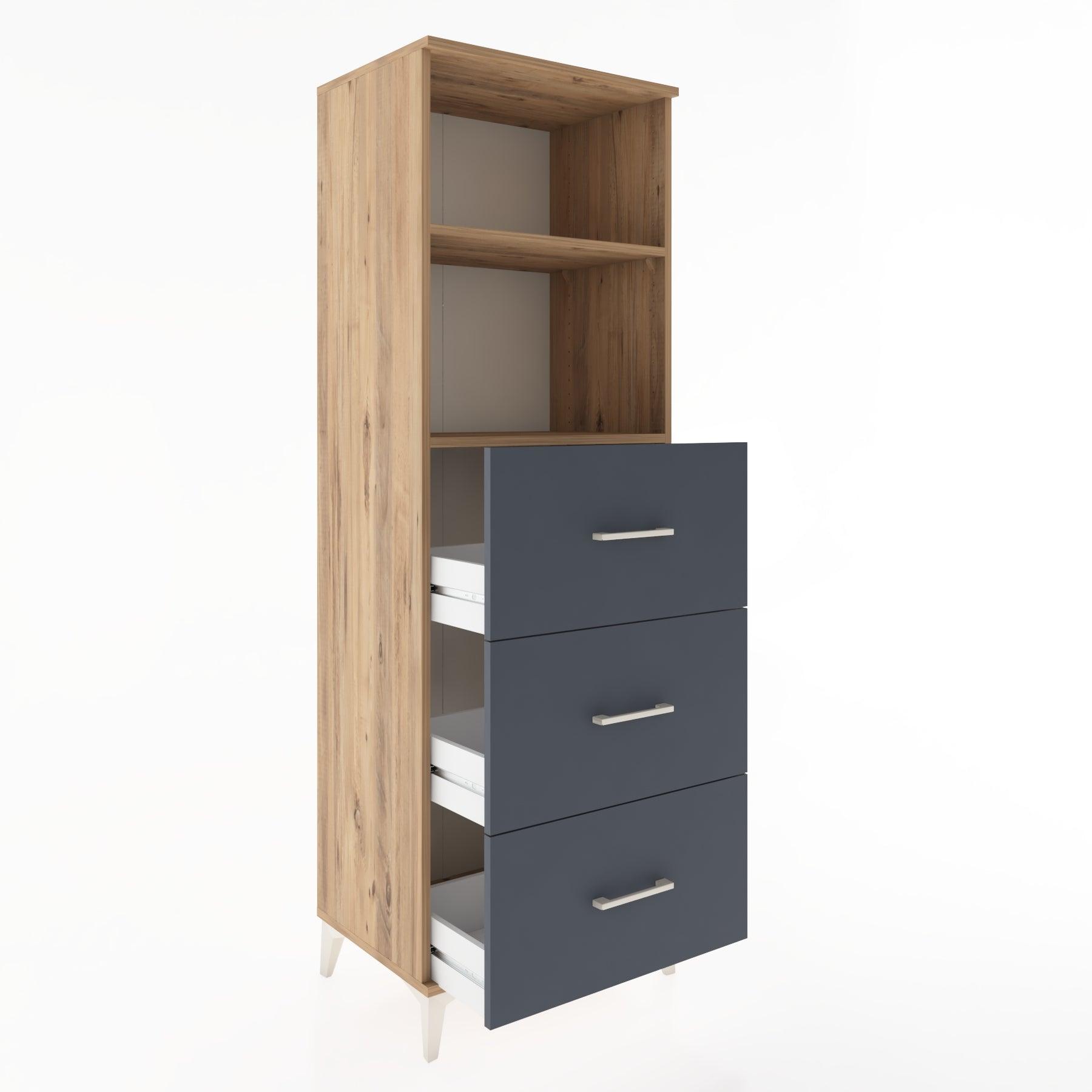 Woodntry Modüler Dolap Çam 60x44x170 cm Çekmeceli ve Raflı CR51-3