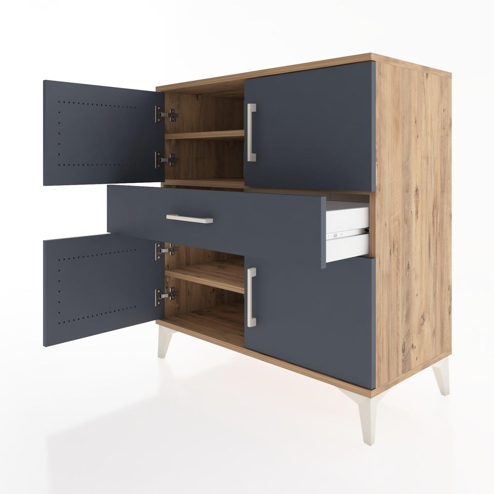 Woodntry Modüler Şifonyer Çam 88x44x84 cm Kapaklı ve Çekmeceli KC101-3