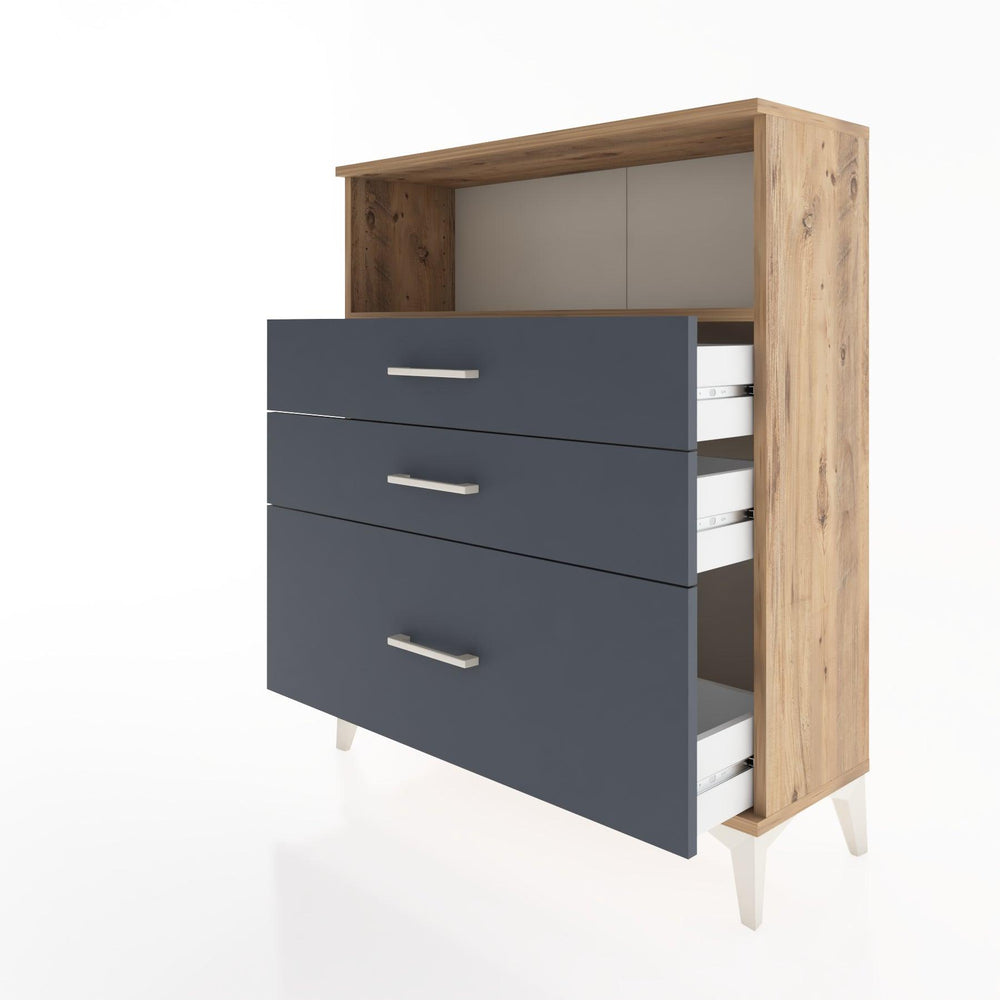 Woodntry Modüler Şifonyer Çam 88x30x94 cm Çekmeceli ve Raflı CR13-3