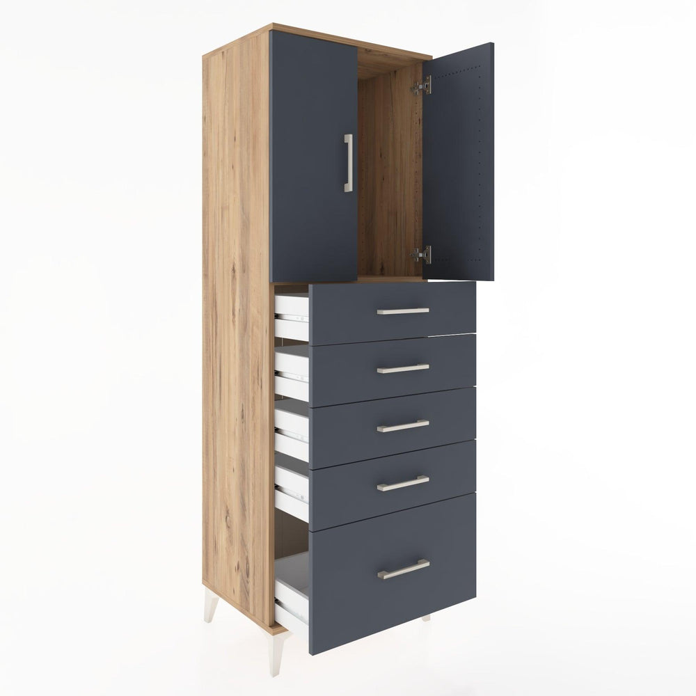 Woodntry Modüler Dolap Çam 60x44x170 cm Kapaklı ve Çekmeceli KC12-3