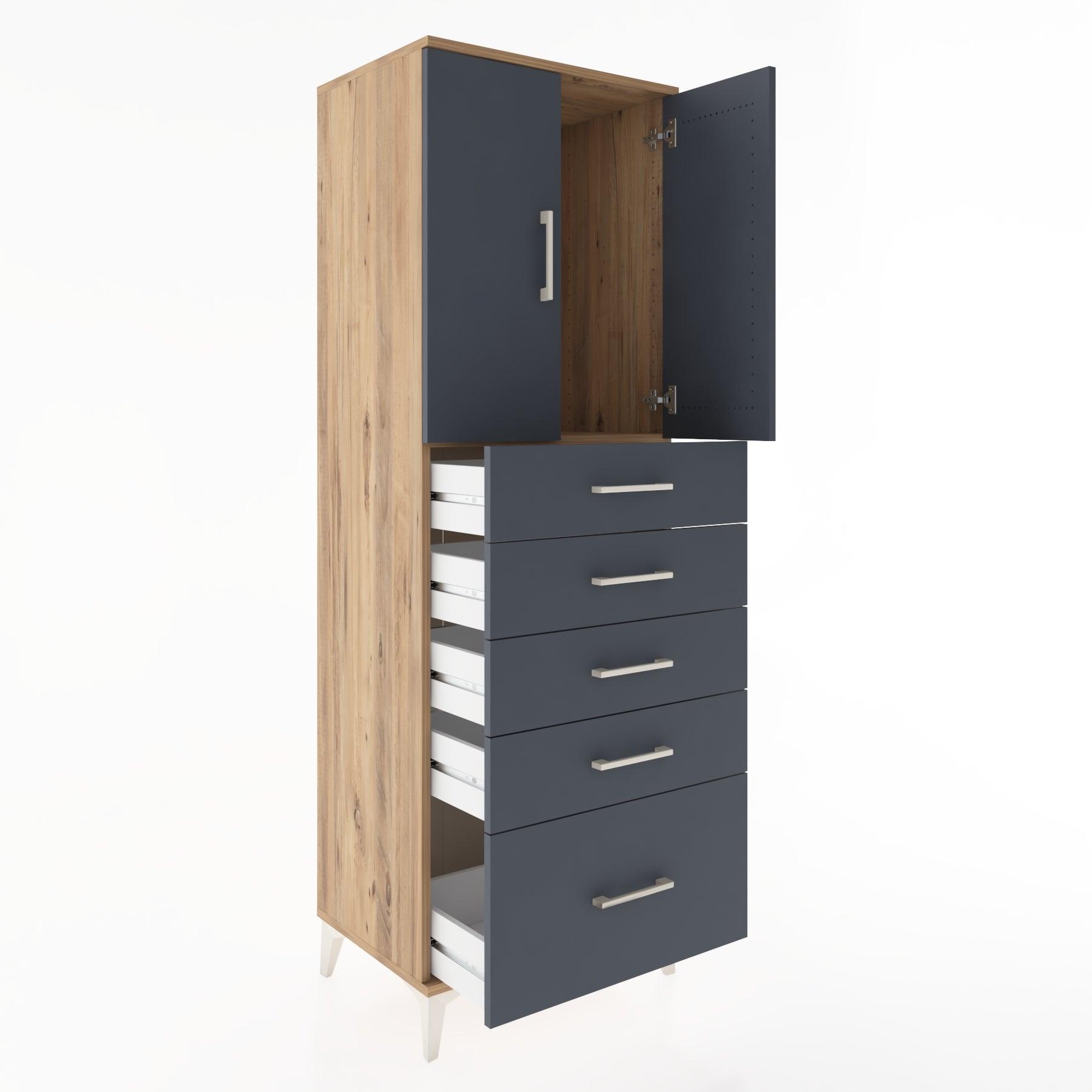 Woodntry Modular Cabinet Pine 60x44x170 cm with Doors and Drawers KC12-3