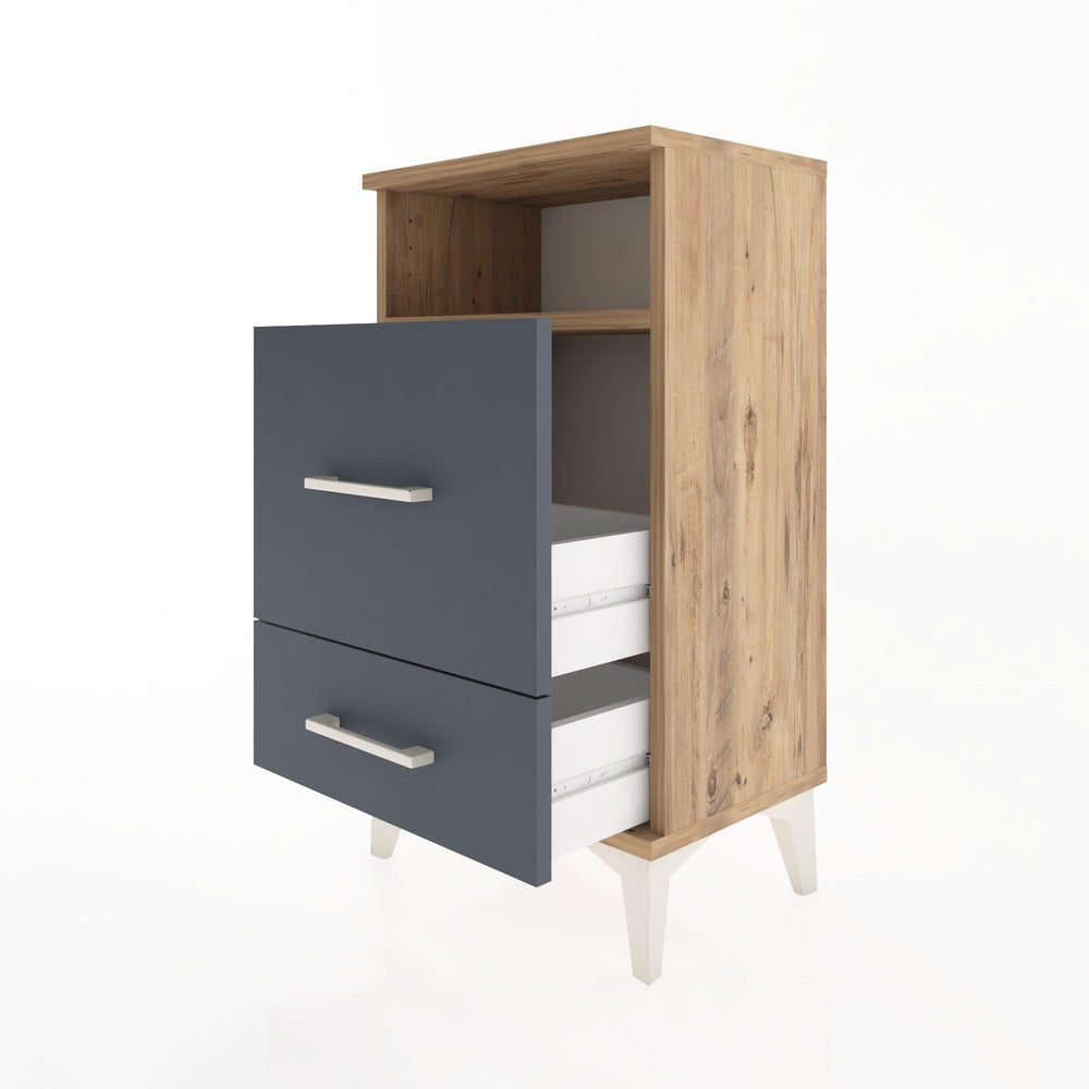 Woodntry Modüler Komodin 2 Çekmece ve Raflı V4 44x30x68 cm Çam - Woodntry