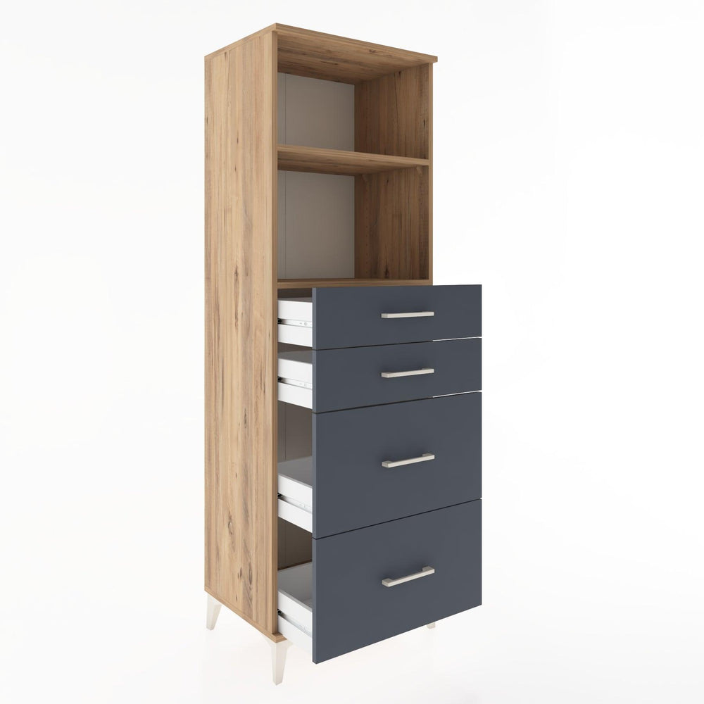 Woodntry Modüler Dolap Çam 60x44x170 cm Çekmeceli ve Raflı CR46-3