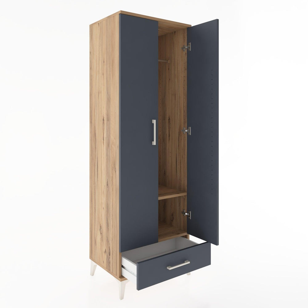 Woodntry Modüler Dolap Çam 60x44x170 cm Kapaklı ve Çekmeceli KC30-3