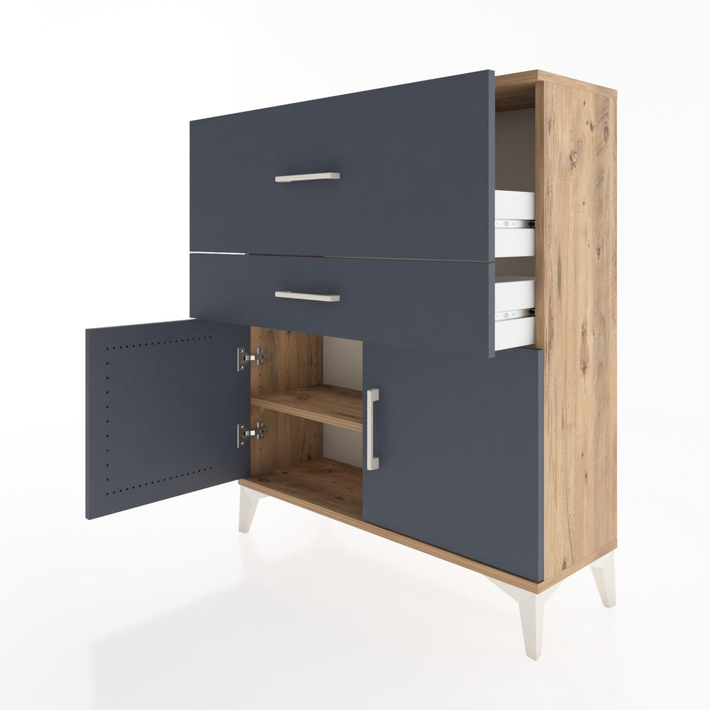 Woodntry Modüler Şifonyer Çam 88x30x94 cm Kapaklı ve Çekmeceli KC12-3