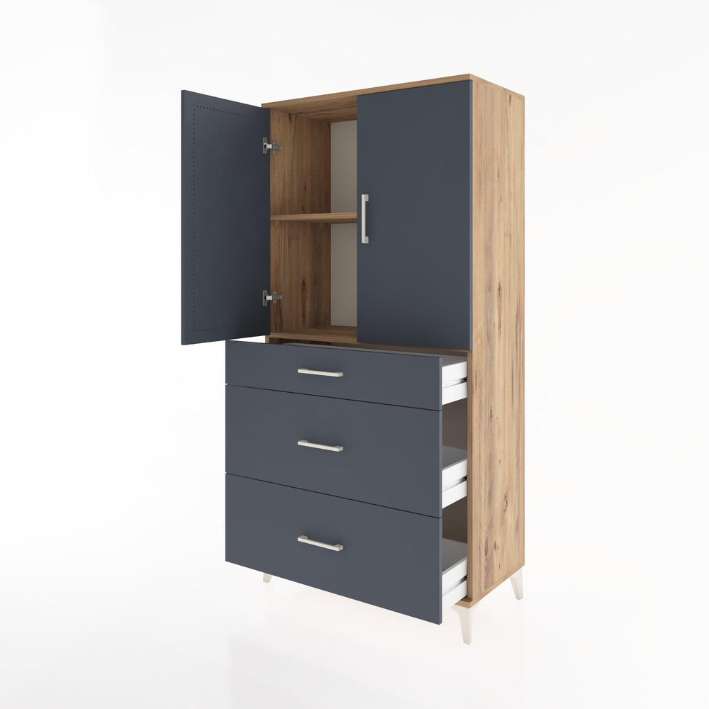 Woodntry Modular Cabinet Pine 88x44x170 cm with Doors and Drawers KC20-3