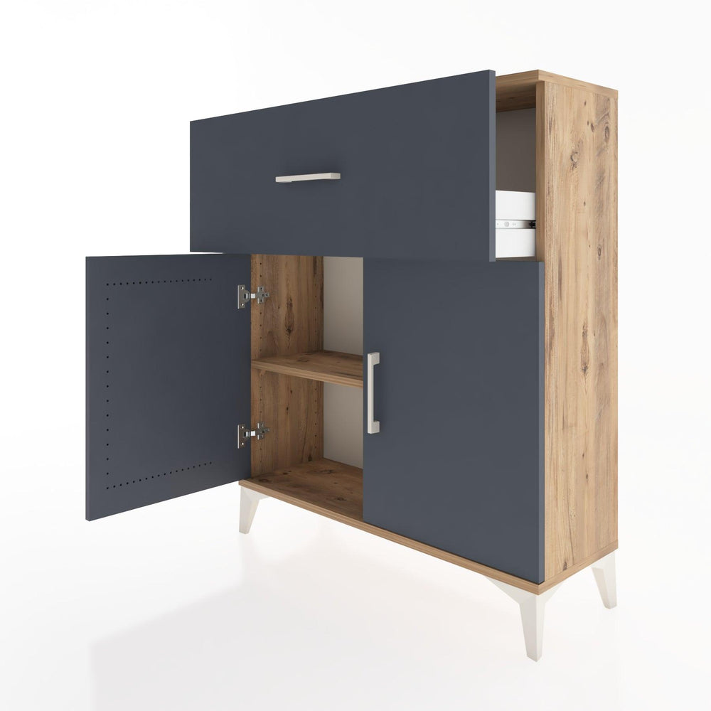 Woodntry Modüler Şifonyer Çam 88x30x94 cm Kapaklı ve Çekmeceli KC9-3