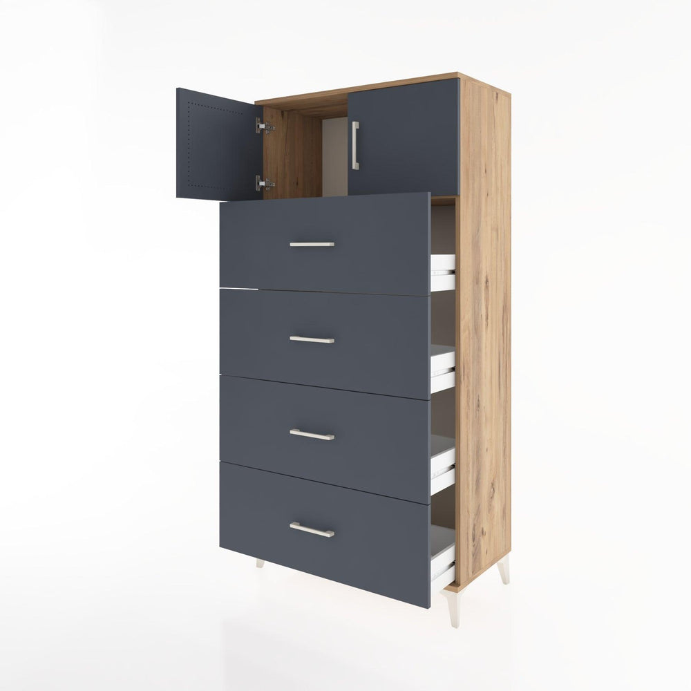 Woodntry Modular Cabinet Pine 88x44x170 cm with Doors and Drawers KC25-3