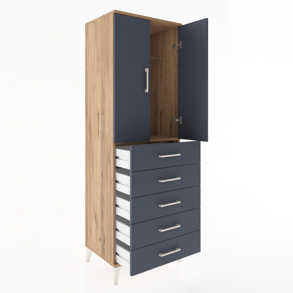 Woodntry Modüler Dolap Çam 60x44x170 cm Kapaklı ve Çekmeceli KC26-3